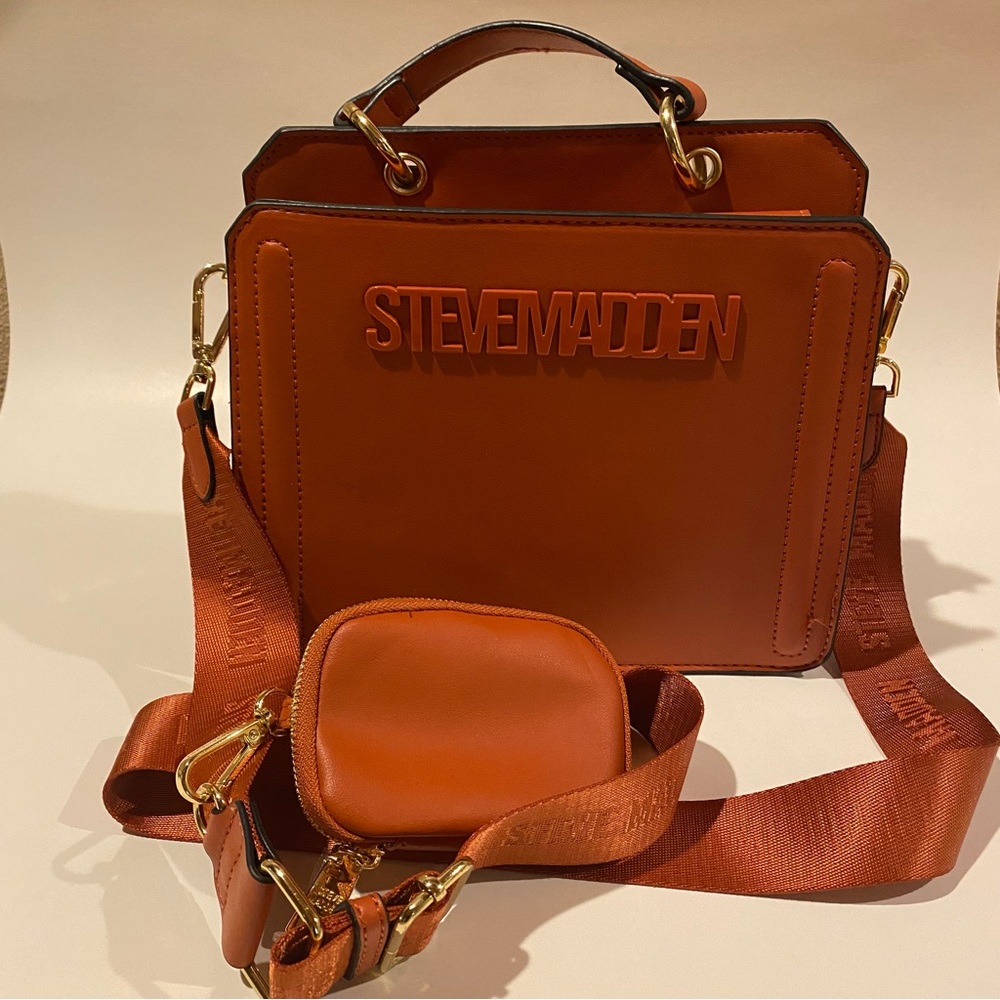 Steve Madden Bevelyn Purse Crossbody Ginger Burnt Orange LNWOT